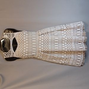 Francesca's Women's Beige lace Cut Out Pleated  Dress. Size S